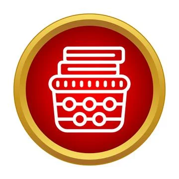 Laundry basket with clean folded towels icon Stock Illustration