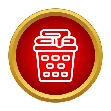 Laundry basket with clothes icon for housework Stock Illustration
