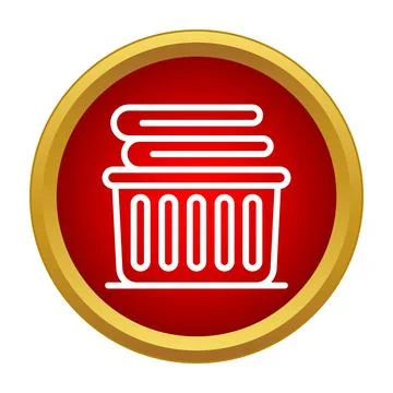Laundry basket with clothes icon in red circle Stock Illustration