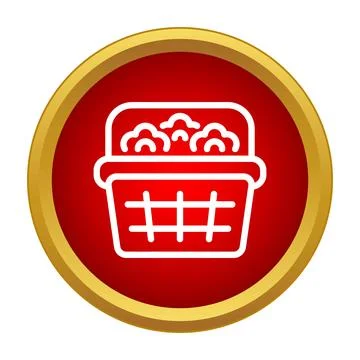 Laundry basket with clothes icon in red circle Stock Illustration