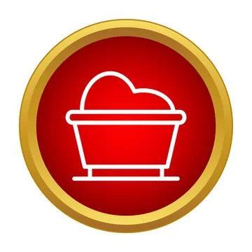 Laundry basket with clothes icon in red circle Stock Illustration
