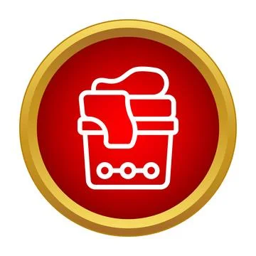 Laundry basket with clothes washing process icon Stock Illustration