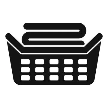 Laundry basket full of clean clothes icon Stock Illustration