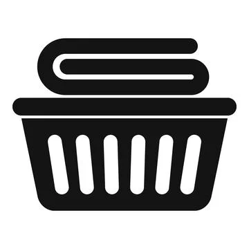Laundry basket full of clean clothes icon Stock Illustration