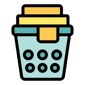 Laundry basket full of clean clothes and detergent sheets Stock Illustration