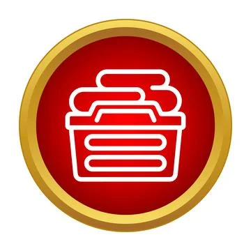 Laundry basket full of clean clothes icon Stock Illustration