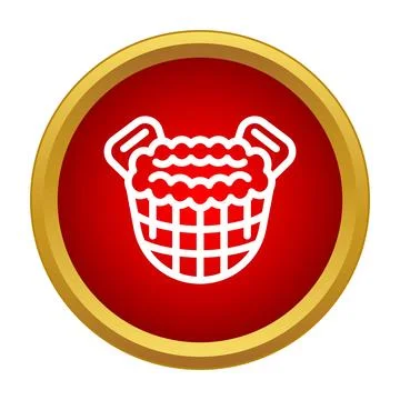 Laundry basket full of clothes button icon design Stock Illustration