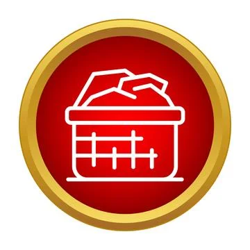 Laundry basket full of clothes outlining red icon イラスト素材