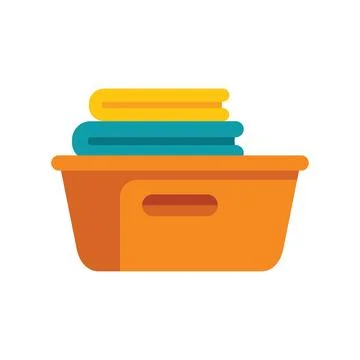 Laundry basket full of folded clean clothes Stock Illustration