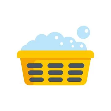 Laundry basket full of soap bubbles washing clothes Stock Illustration