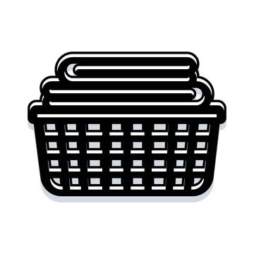 Laundry basket holding clean folded clothes icon Stock Illustration