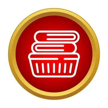 Laundry basket holding clean folded clothes icon Stock Illustration