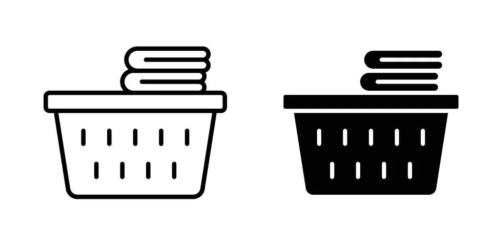 Laundry basket icon vector concepts, line and silhouette style Stock Illustration