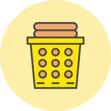 Laundry Basket Line Filled Circle Icon Illustrazione stock