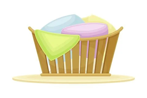 Laundry Basket or Hamper Full with Clothing Items Vector Illustration Stock Illustration