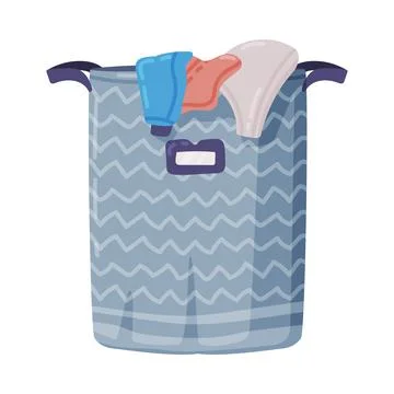Laundry Basket or Hamper Full with Clothing Items Vector Illustration Stock Illustration