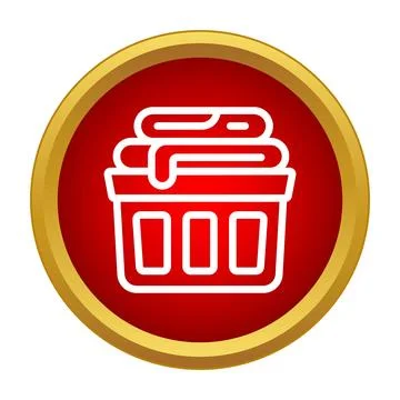 Laundry basket overflowing with clothes, washing service icon Stock Illustration