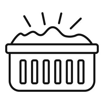 Laundry basket overflowing with soapy clothes icon Stock Illustration