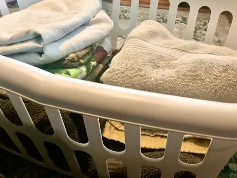 Laundry in basket Foto stock