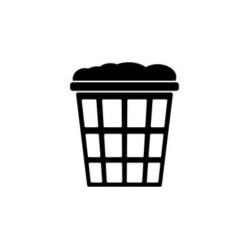 Laundry Basket Solid Flat Vector Icon Isolated on White Background 스톡 일러스트