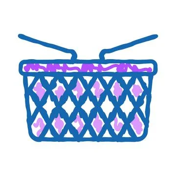 Laundry basket with woven mesh pattern flat イラスト素材