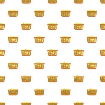 Laundry baskets with clean clothes creating seamless pattern イラスト素材
