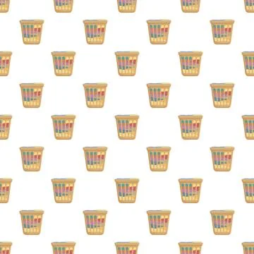 Laundry baskets with clean clothes seamless pattern Stock Illustration