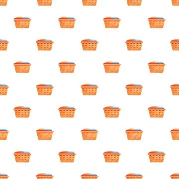 Laundry baskets with dirty clothes repeating pattern Stock Illustration