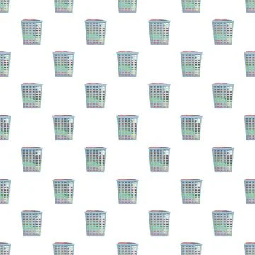 Laundry baskets filled with clothes forming a seamless pattern 스톡 일러스트