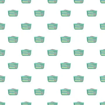 Laundry baskets filled with clothes seamless pattern background 스톡 일러스트