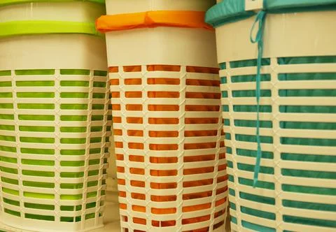 Laundry baskets in the store Stock Photos