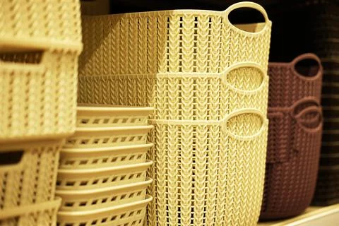 Laundry baskets in the store Stock Photos