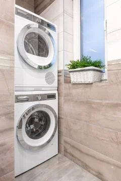 Laundry bathroom combo idea Stock Photos