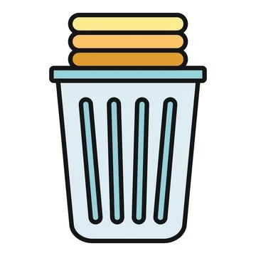Laundry bin holding folded clothes vector icon Stock Illustration