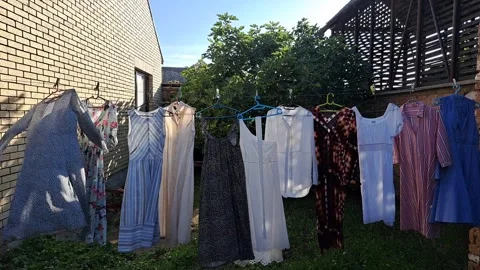 Laundry Blowing In The Wind Footage Video stock 247375451