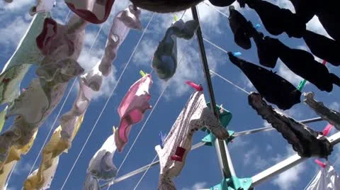 Laundry with blue sky Stock Footage 11140198