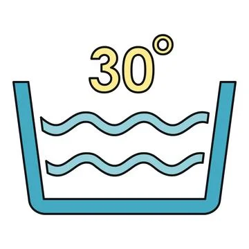 Laundry care symbol indicating machine wash at 30 degrees Stock Illustration