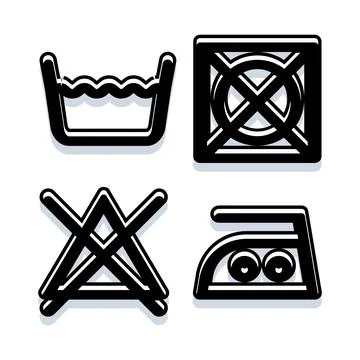 Laundry care symbols for textiles and garments Stock Illustration