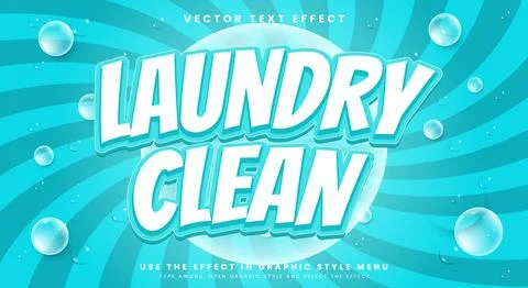 Laundry Clean editable text effect Template Stock Illustration