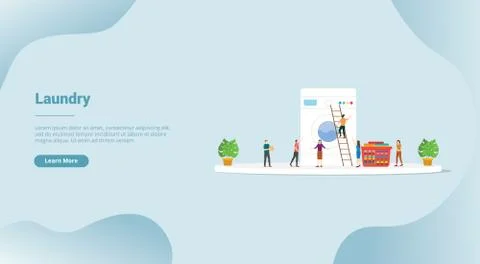 Laundry cleaning clothes for website template or landing homepage banner - ve Stock Illustration