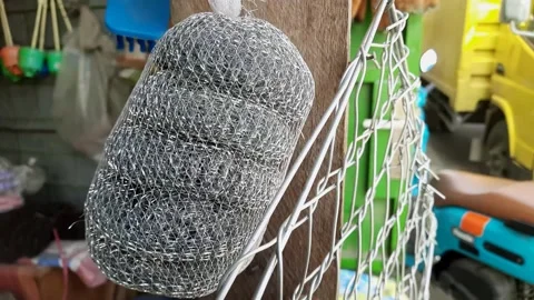 Laundry cleaning steel wool sponge Stock Footage 270953161
