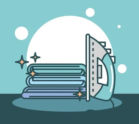 Laundry clothes and iron Stock Illustration
