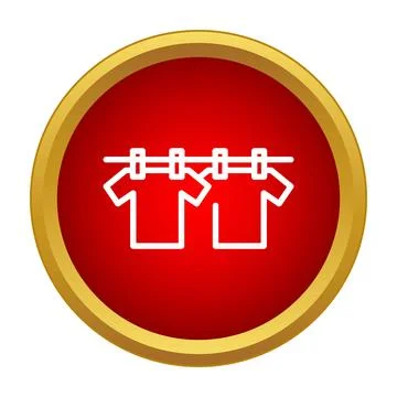 Laundry clothesline with washing drying clean clothes icon Stock Illustration