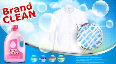 Laundry detergent advertising poster Stock Illustration
