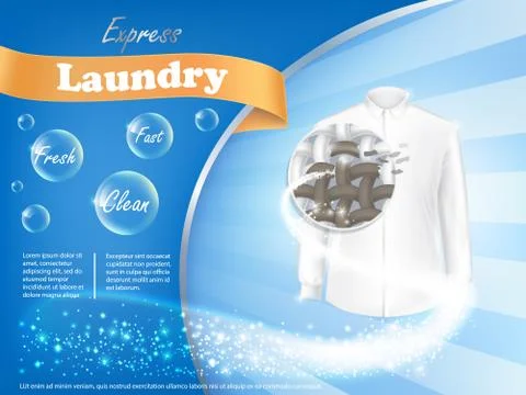 Laundry detergent advertising poster Stock Illustration