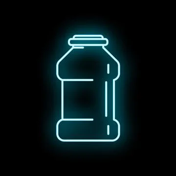 Laundry detergent bottle glowing neon outline icon vector Stock Illustration