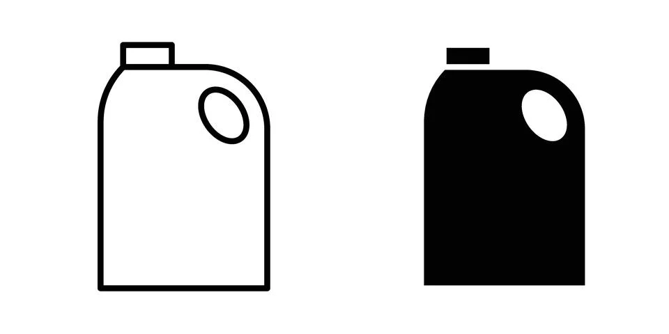 Laundry detergent bottle icon vector concepts, line and silhouette style Stock Illustration