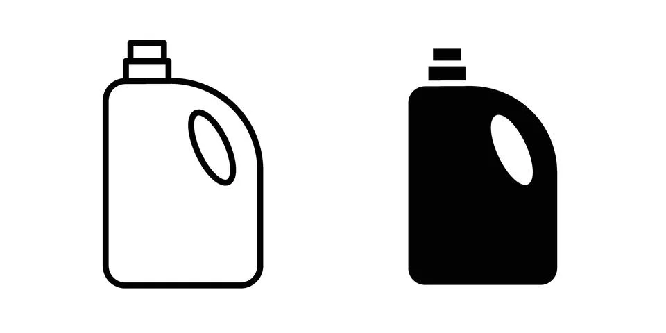 Laundry detergent bottle icon vectors. Illustrations in black Stock Illustration