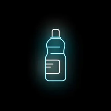 Laundry detergent bottle line art neon icon Stock Illustration
