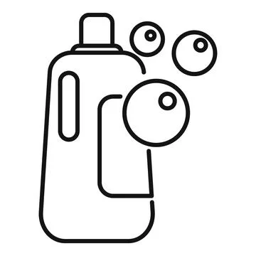 Laundry detergent bottle making soap bubbles line icon, cleaning concept Stock Illustration